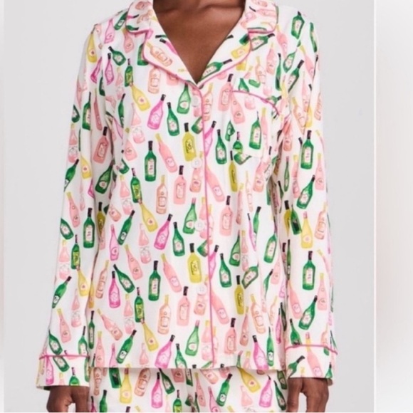 BedHead Pajama Set Size XL LS Top Pants Wine/Champagne Print EUC - Picture 2 of 13